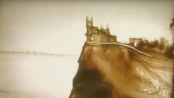Скриншот с промо-ролика Люблю Крым! - песочная анимация Ксении Симоновой