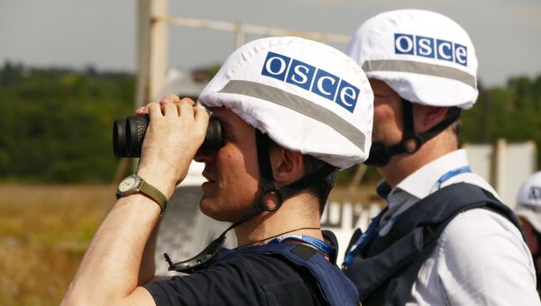 Представители инспекции ОБСЕ осматривают территорию Донецкой фильтровальной станции