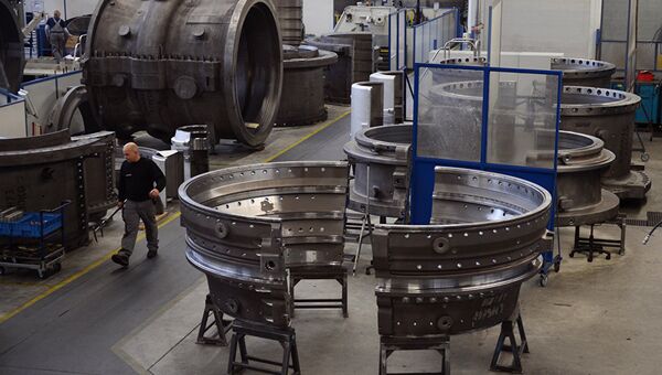 Производство газовых турбин на заводе компании Siemens 