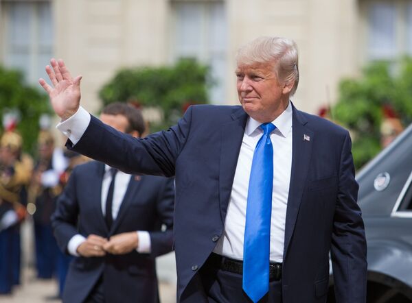 Президент США Дональд Трамп перед началом встречи с президентом Франции Эммануэлем Макроном в Париже. 13 июля 2017 Президент США Дональд Трамп перед началом встречи с президентом Франции Эммануэлем Макроном в Париже. 13 июля 2017