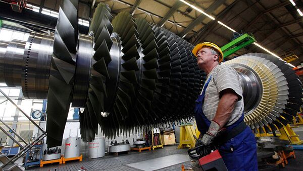 Строительство газовой турбины на заводе Siemens