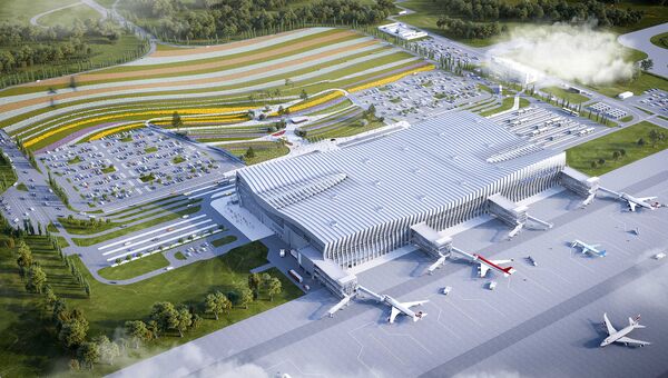 Макет концепции привокзальной площади нового терминала аэропорта Симферополь
