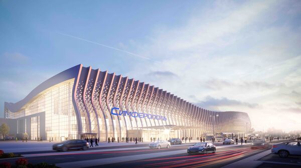 Макет концепции привокзальной площади нового терминала аэропорта Симферополь