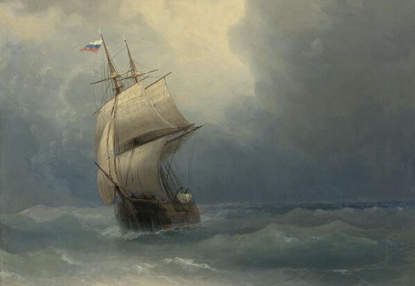 Фрагмент картины Корабль на море, Иван Айвазовский