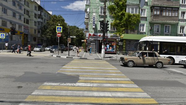 Пешеходный переход в районе парка Тренева в Симферополе