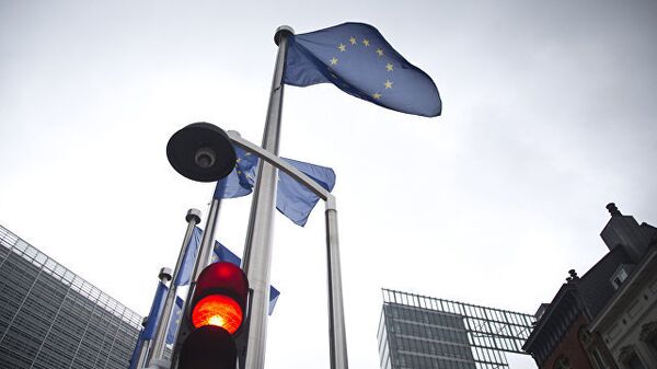 Флаг Евросоюза в Брюсселе. Архивное фото