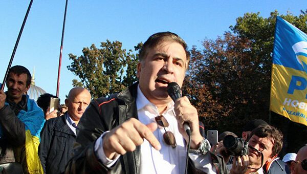 Экс-губернатор Одесской области и бывший президент Грузии Михаил Саакашвили на митинге в Одессе. 30 сентября 2017