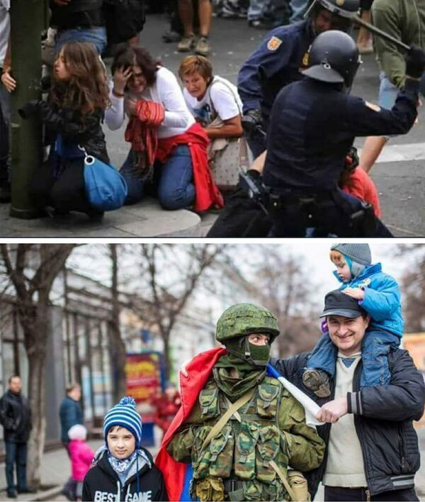 Одна из фотожаб в соцсети Facebook, посвященная прошедшему 1 октября референдуму в Каталонии Одна из фотожаб в соцсети Facebook, посвященная прошедшему 1 октября референдуму в Каталонии