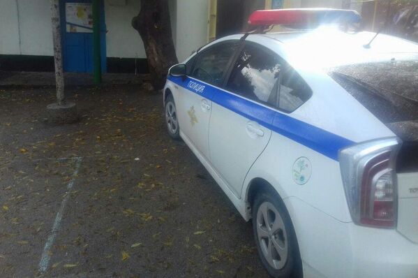 Полицейская машина в селе Виноградное (Алушта), где повредили газопровод