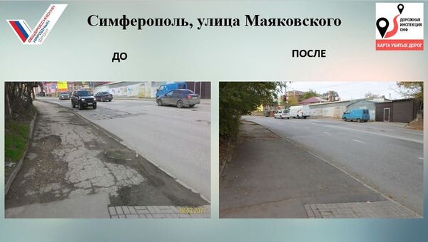 Улица Маяковского в Симферополе, где отремонтировали участок дороги