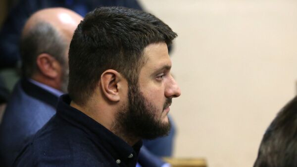 Сын главы МВД Украины Арсена Авакова Александр во время заседании Соломенкого суда в Киеве. 2 ноября 2017