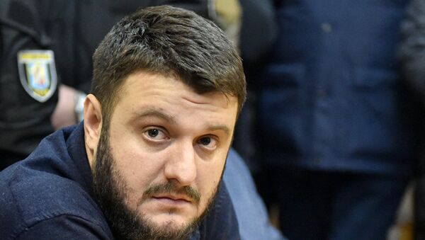 Сын министра внутренних дел Украины Александр Аваков во время заседания суда в Киеве. Архивное фото