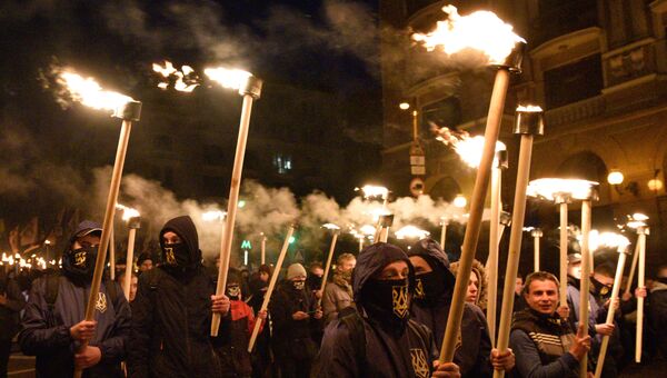 Факельное шествие радикалов на Украине. Архивное фото