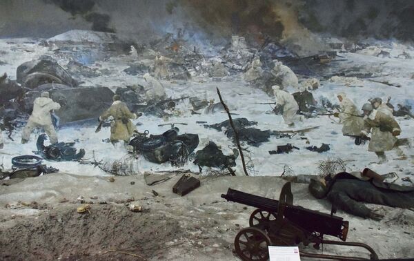 Панорама битвы в Музее боевой славы в Доме офицеров в Алма-Ате