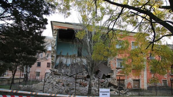 Обрушившееся здание Керченского государственного морского технологического университета
