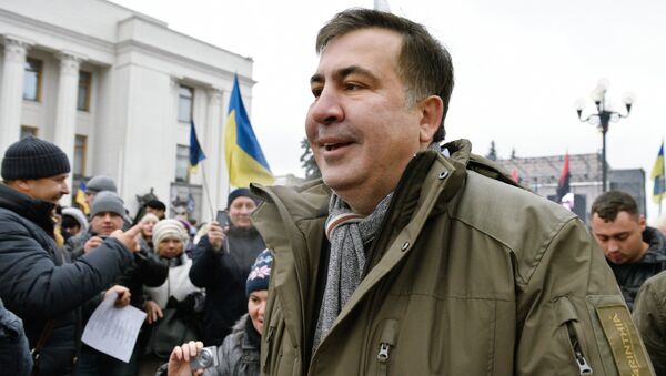 Бывший президент Грузии, экс-губернатор Одесской области Михаил Саакашвили на митинге в Киеве. Архивное фото