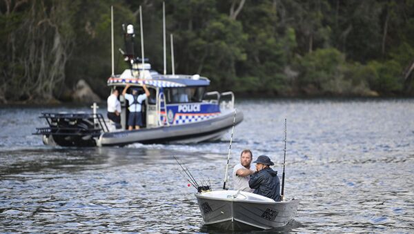 Полиция на месте крушения самолета на реке Хоксбери, Австралия. 31 декабря 2017