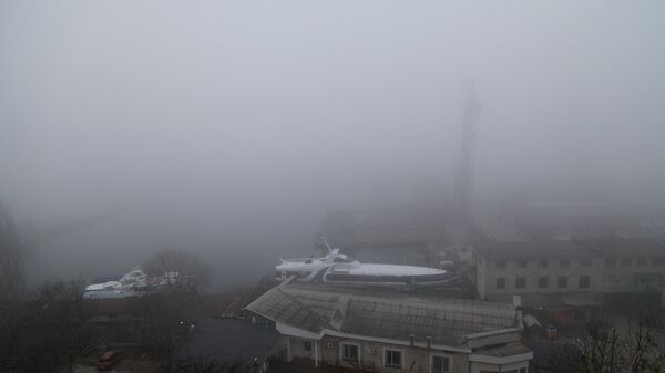 Севастополь в тумане. Вид на Южную бухту Севастополя со стороны филиала МГУ