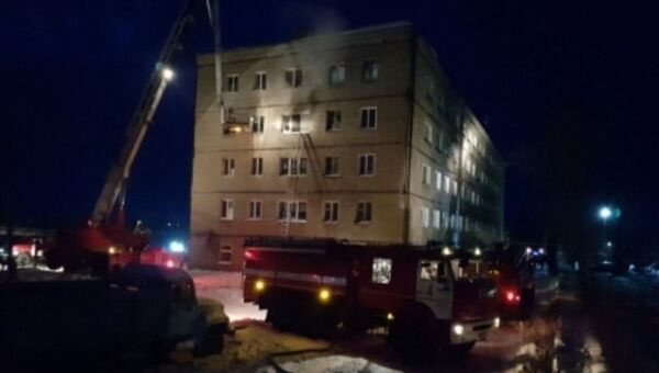 Пожар в общежитии в поселке Новоомский Омского района