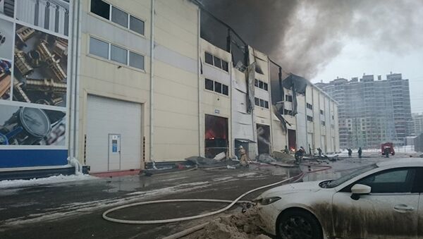 Пожар в офисном здании в Химках