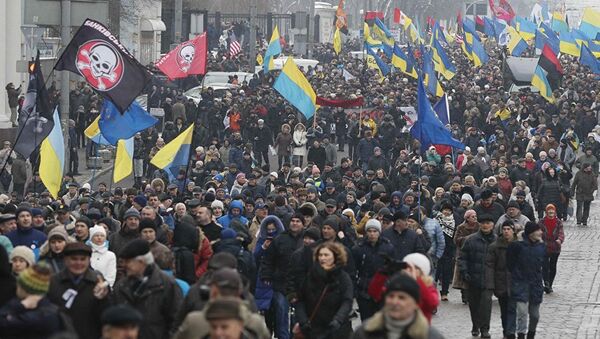 Марш с требованием отставки президента Украины Петра Порошенко в Киеве. 18 февраля 2018