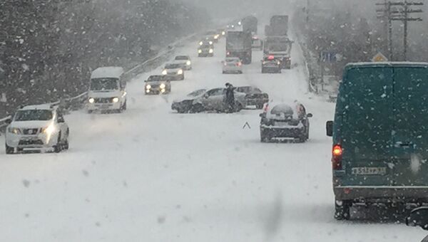 Снегопад в Севастополе привел к дорожному коллапсу