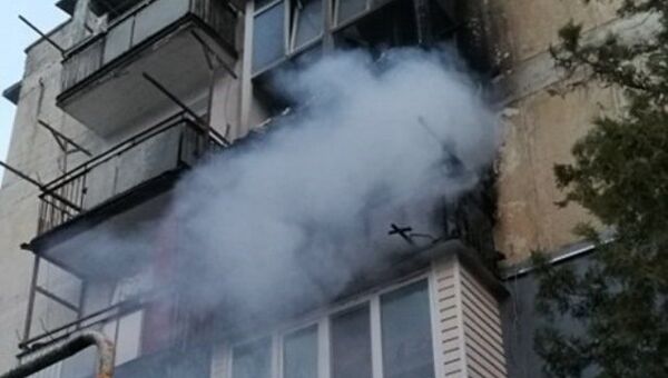 Пожар в пятиэтажном доме в Нижнегорском