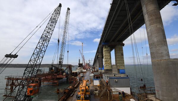 Строительство моста через Керченский пролив со стороны Крыма