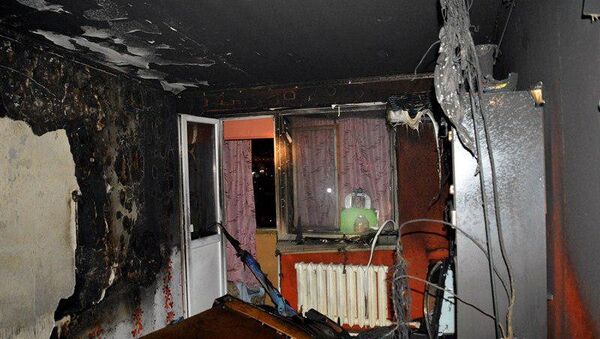 Последствия пожара в квартире многоэтажного дома в Севастополе