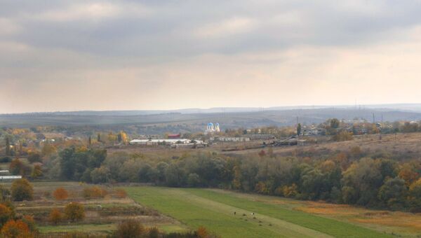 Вид на  поля и село Мазанка Симферопольского района