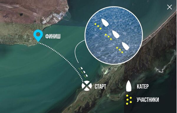 Карта заплывов в Керченском проливе в рамках международной серии состязаний на открытой воде X-Waters Карта заплывов в Керченском проливе в рамках международной серии состязаний на открытой воде X-Waters