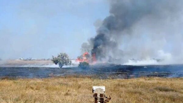 Пожар на аэродроме Кача в Севастополе
