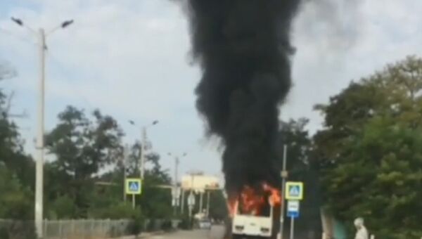 В селе Красногвардейского района сгорел автобус