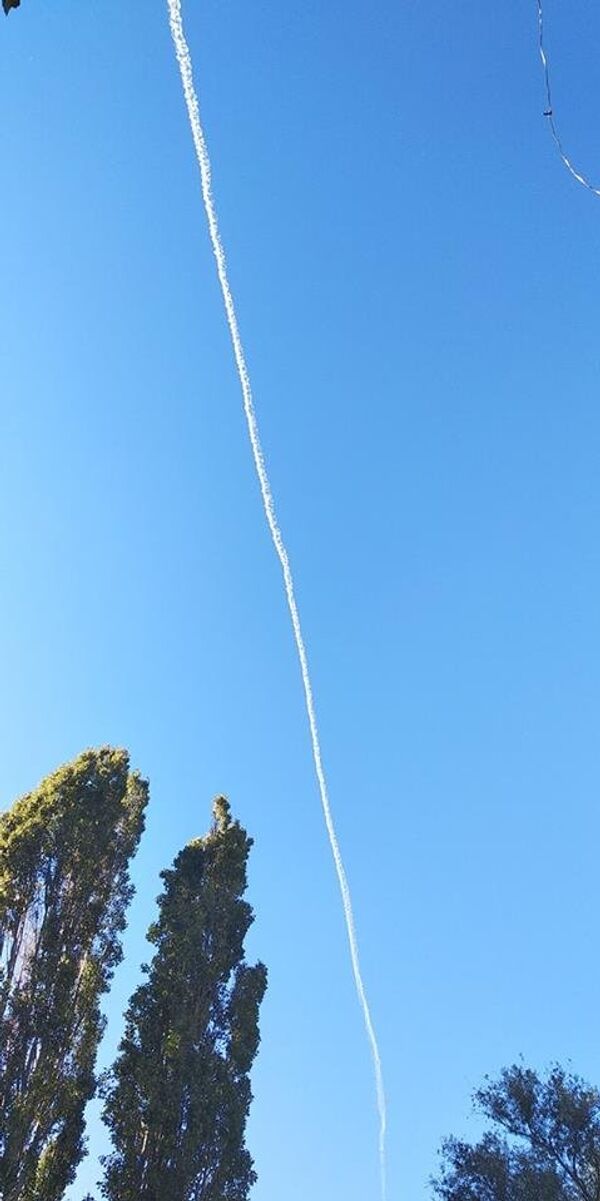 След в небе после хлопка над Симферополем. 16 октября 2018 След в небе после хлопка над Симферополем. 16 октября 2018