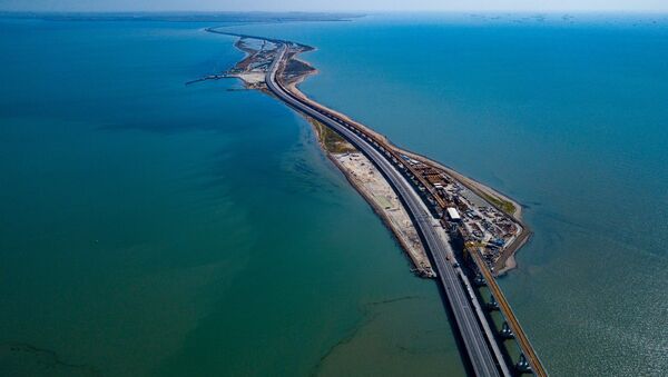 Вид на Крымский мост с высоты птичьего полета