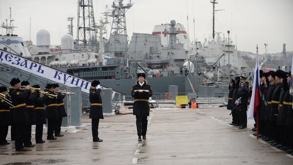 Торжественная церемония по приему в состав ЧФ новейшего малого ракетного корабля Орехово-Зуево в Севастополе