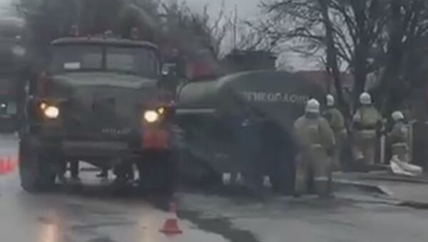 ДТП с участием военных бензовозов в Симферополе. 15 января 2019