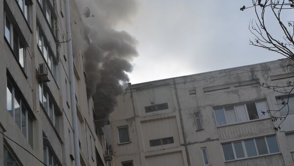 Пожар в десятиэтажном доме по проспекту Октябрьской революции в Севастополе