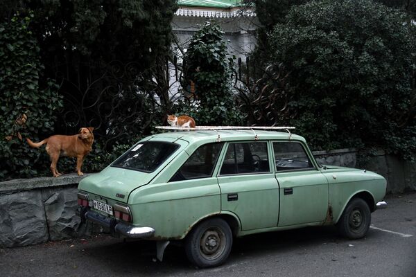 Автомобиль Иж-комби на одной из улиц в Гурзуфе в Крыму
