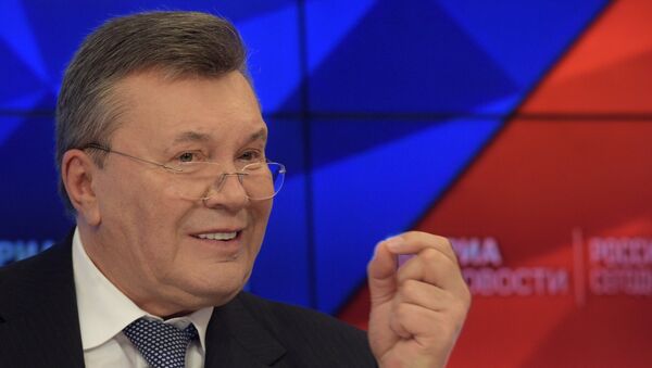 Бывший президент Украины Виктор Янукович на пресс-конференции по актуальным вопросам украинской политики в Международном мультимедийном пресс-центре МИА Россия сегодня в Москве