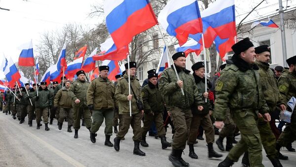 Шествии в Севастополе в честь пятой годовщины Крымской весны