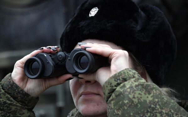 Женский боевой расчет по управлению беспилотными аппаратами из бригады разведки Черноморского флота