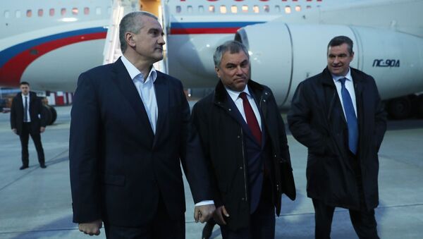 Делегация Госдумы во главе с Вячеславом Володиным прибыла в Крым
