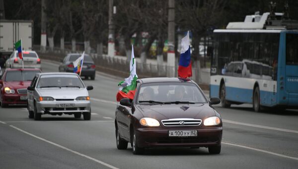 В крымской столице прошел автопробег, посвященный пятой годовщине воссоединения Крыма с РФ