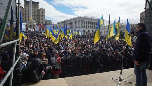 Митинг представителей Национального корпуса против коррупции в оборонной сфере Украины на Майдане Независимости в Киеве. 23 марта 2019