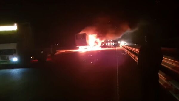 Возле села Приветное Кировского района горел прицеп грузового автомобиля Volvo