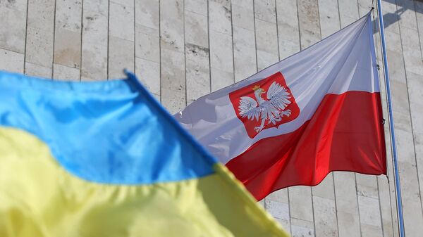 Государственные флаги Украины и Польши. Архивное фото