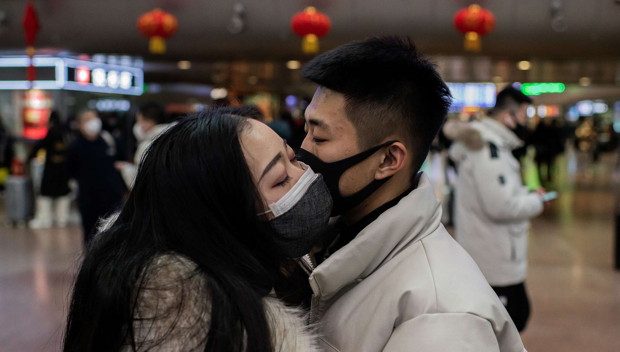 Japanese Couple In Masks Showing Off Their Unusual Love