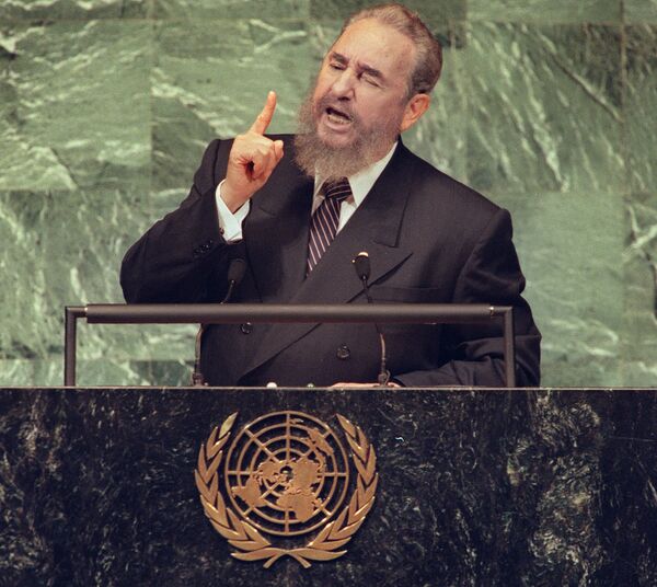 Лидер Кубы Фидель Кастро на Генассамблеи ООН