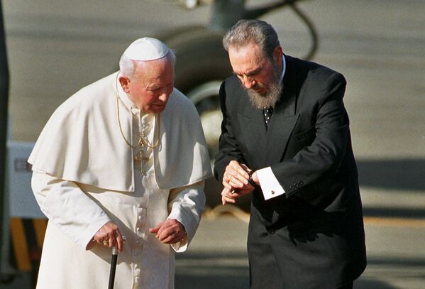 Папа Римский Иоан Павел Второй и Фидель Кастро